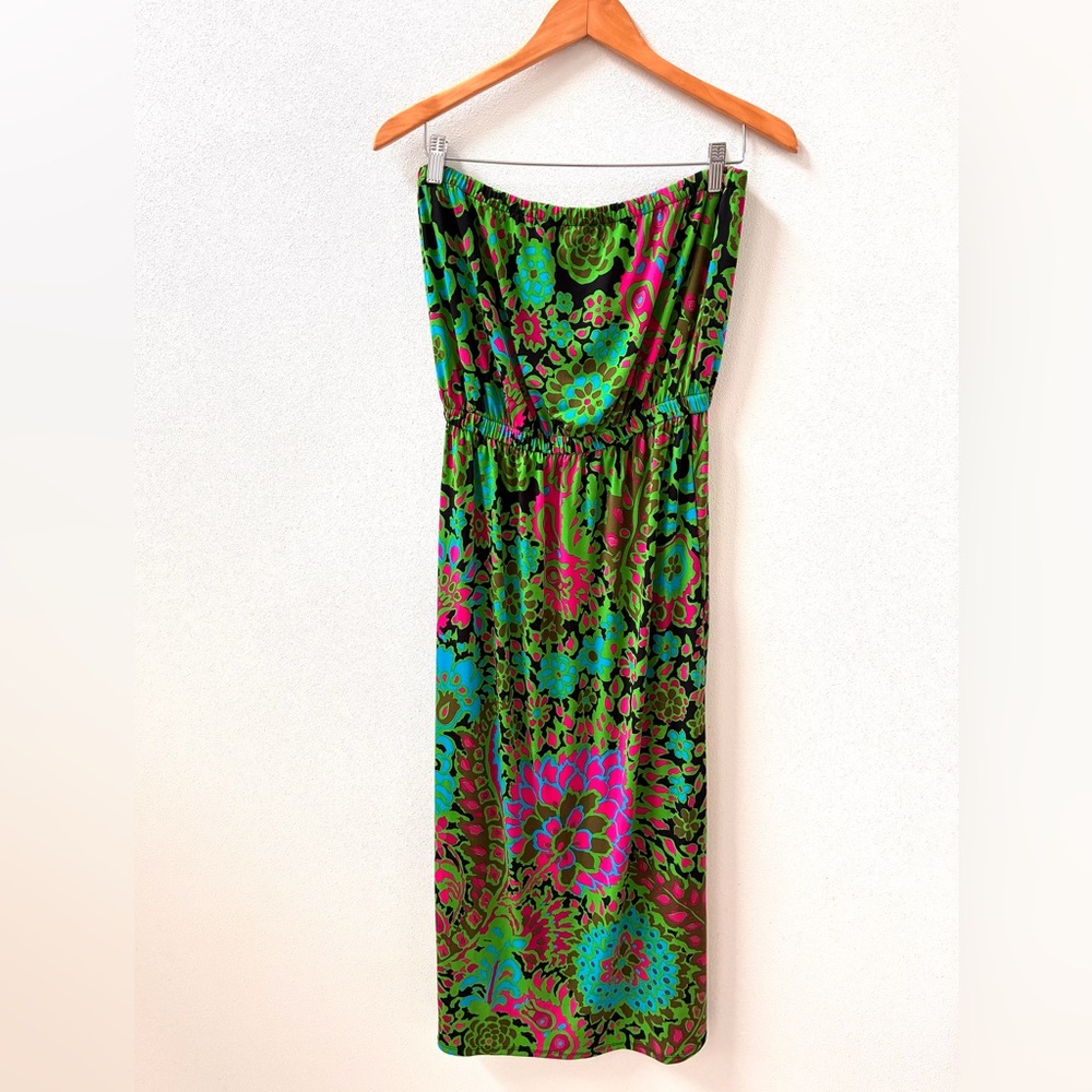 💚Tori Richard Honolulu Psychedelic Floral Strapless Maxi Dress (M) 💚